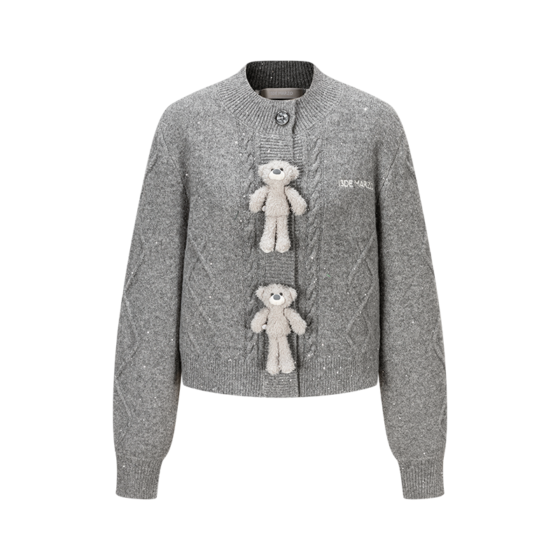 13DE MARZO Sequin Knit Cardigan Grey