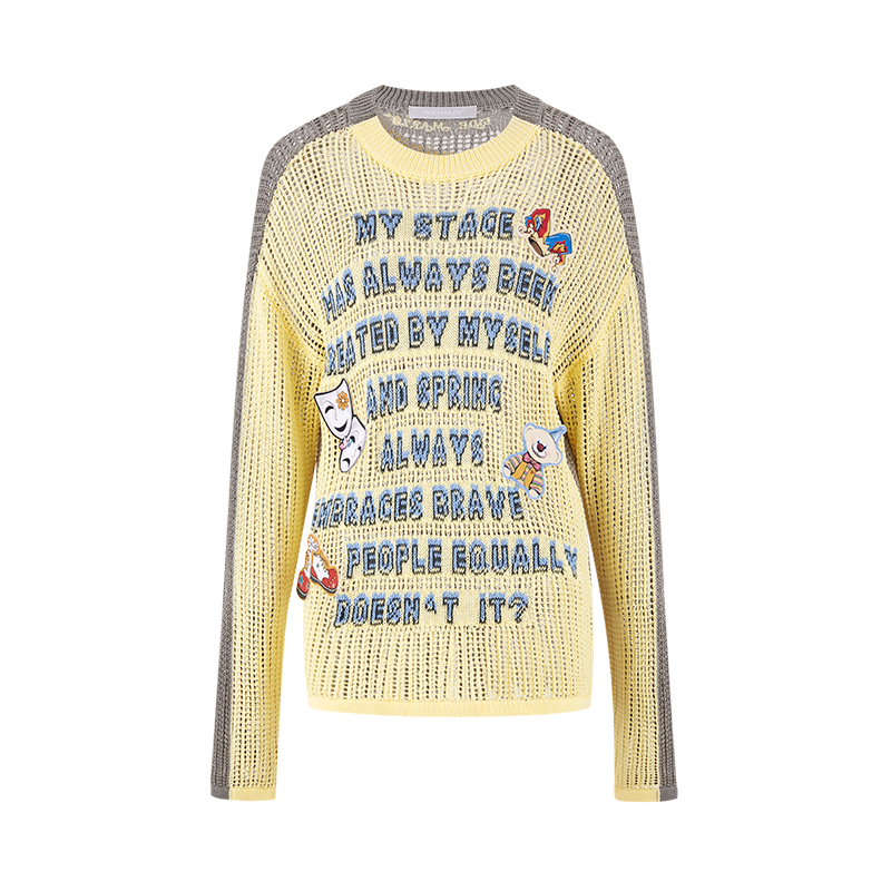 13DE MARZO Rebel Clown Bear Hollow Sweater Yellow