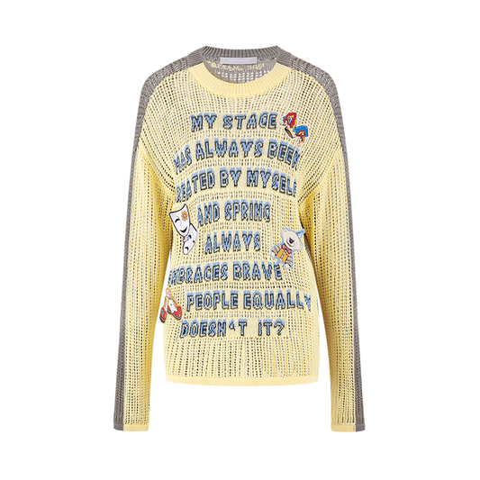 13DE MARZO Rebel Clown Bear Hollow Sweater Yellow