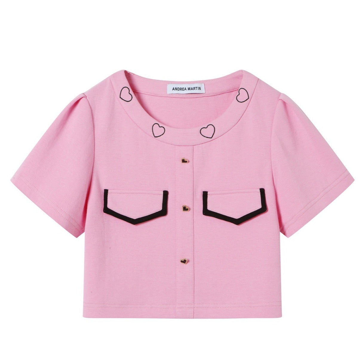 Andrea Martin Heart Pocket Crop Tee Pink