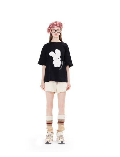 Andrea Martin Plush Bunny Logo Tee Black