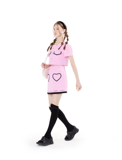 Andrea Martin Heart Pocket Crop Tee Pink