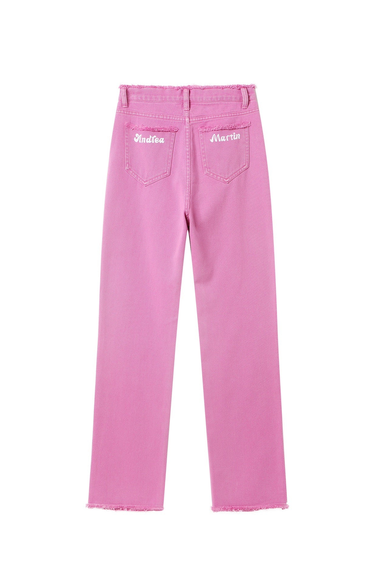 Andrea Martin Bowknot Raw Edge Jeans Pink