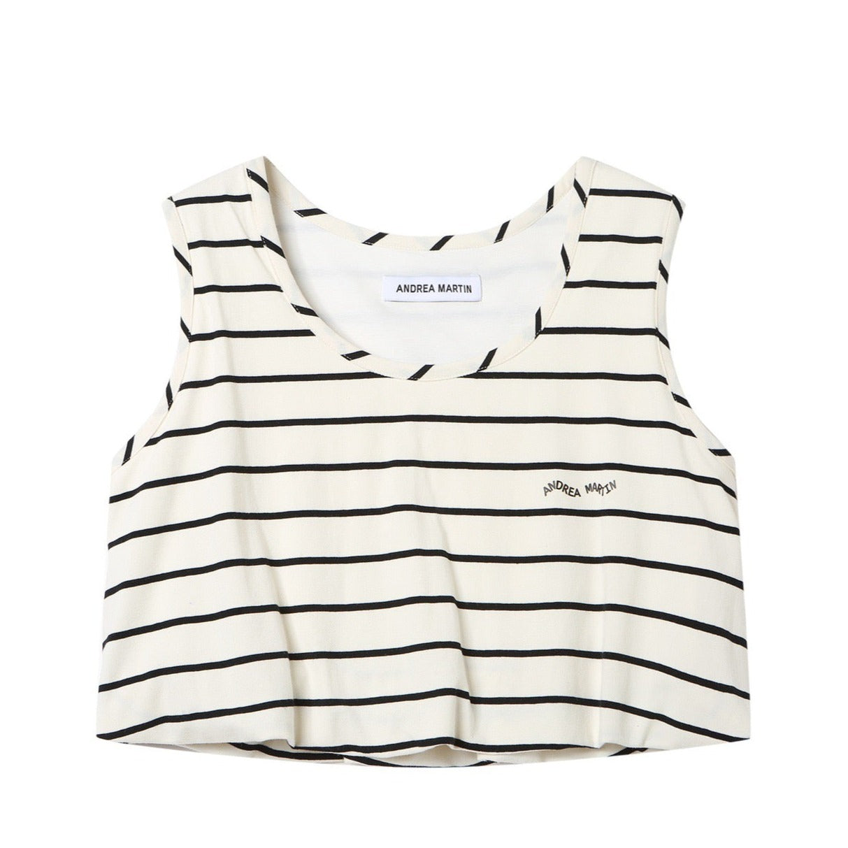 Andrea Martin Black and White Striped Logo Vest