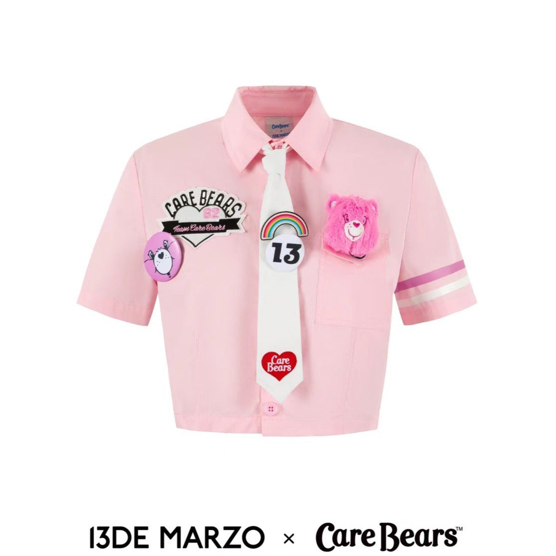 13DE MARZO x CARE BEARS Campus Tie Shirt Almond Blossom