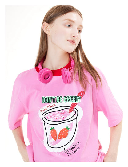 Andrea Martin Strawberry Ice Cream Tee Pink