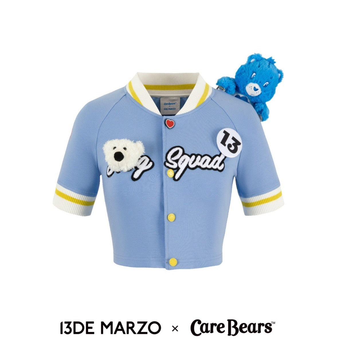 13DE MARZO x CARE BEARS Hug Squad Baseball Cardigan Placid Blue