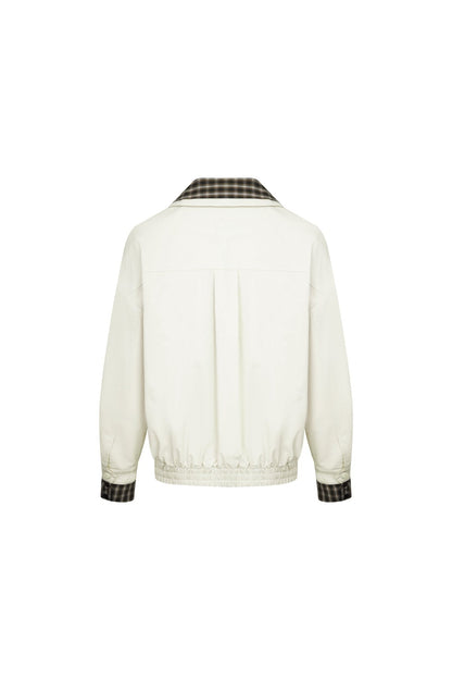 Ann Andelman Light Apricot Plaid Patchwork Faux Two-piece Loose Coat