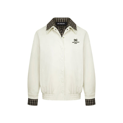 Ann Andelman Light Apricot Plaid Patchwork Faux Two-piece Loose Coat