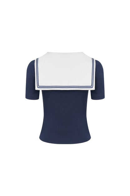 Ann Andelman Navy Blue Contrast Slim Fit T-shirt