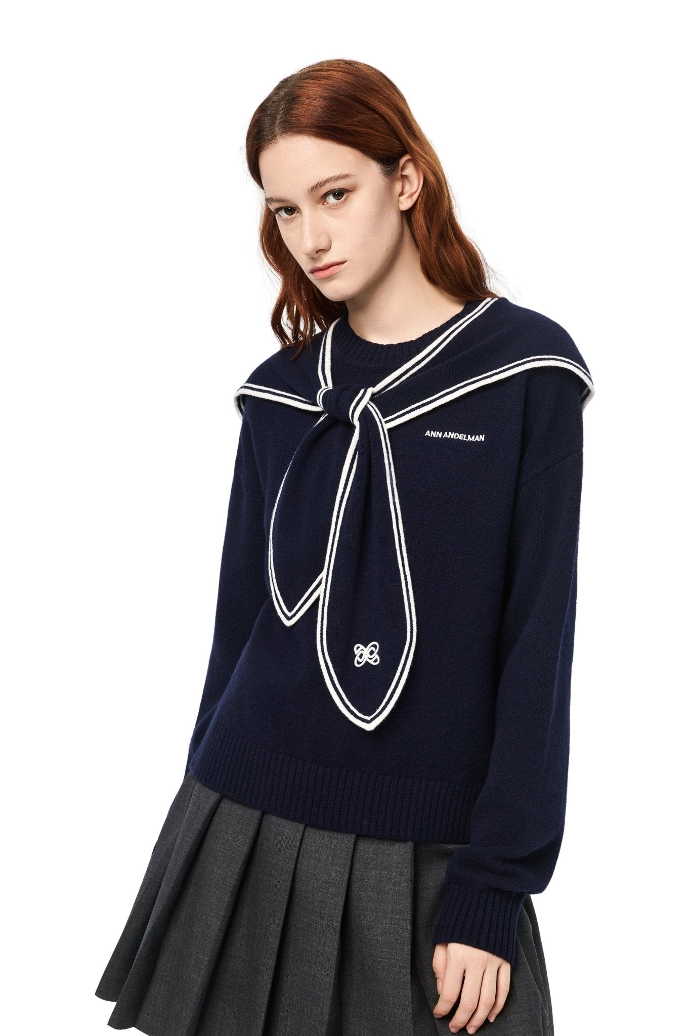 Ann Andelman Navy Blue Sailor Collar Sweater