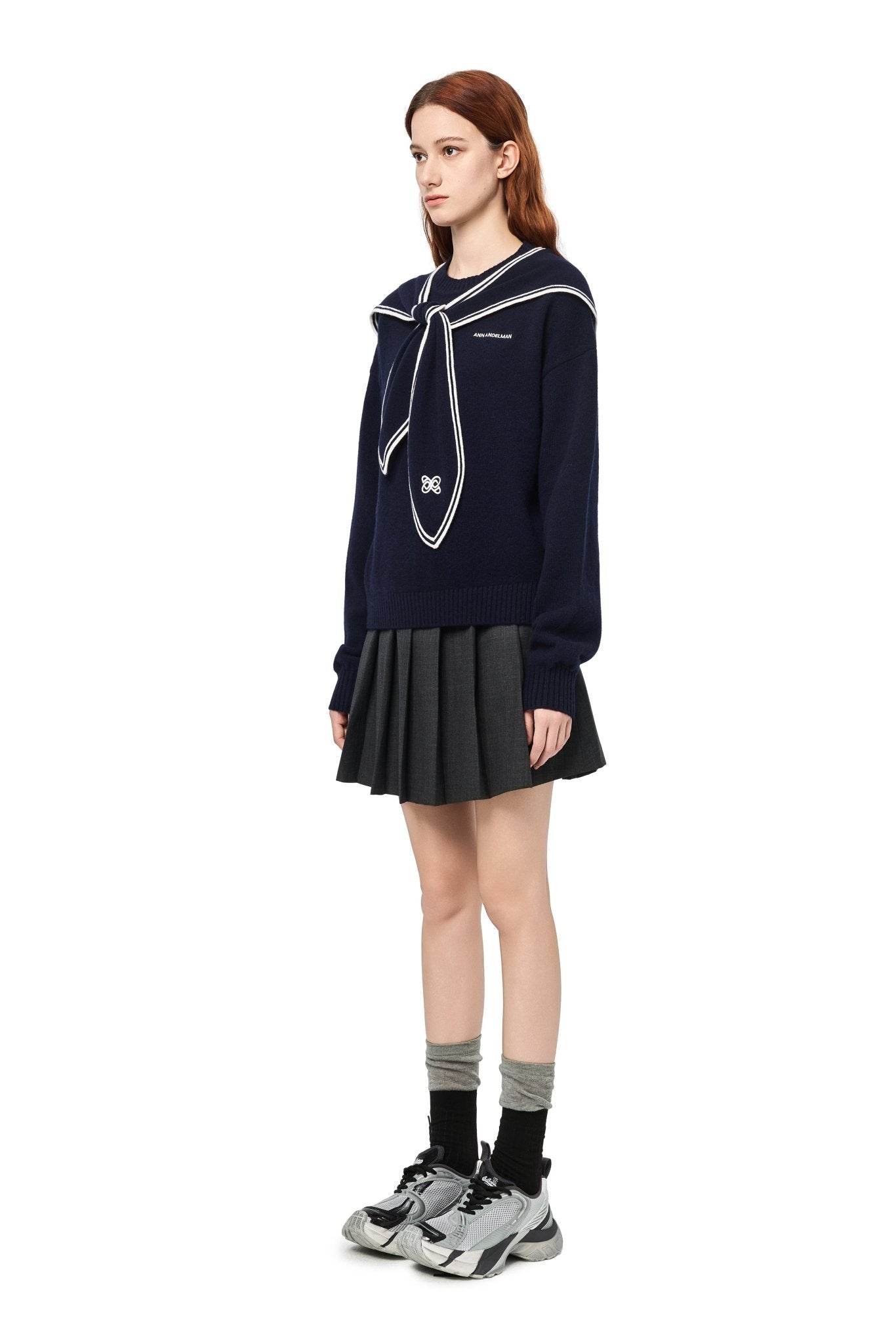 Ann Andelman Navy Blue Sailor Collar Sweater