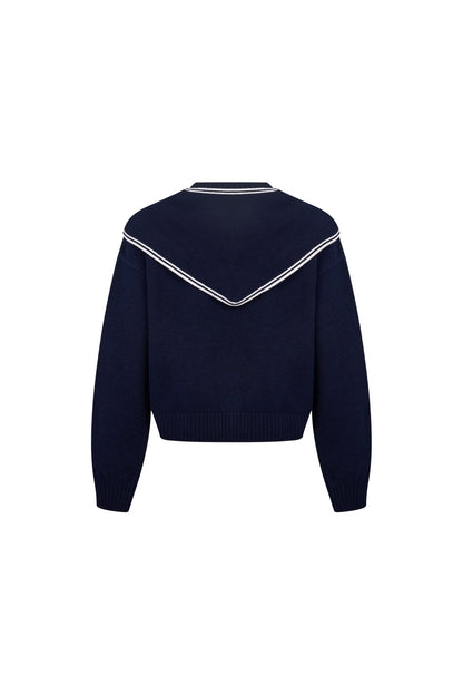 Ann Andelman Navy Blue Sailor Collar Sweater