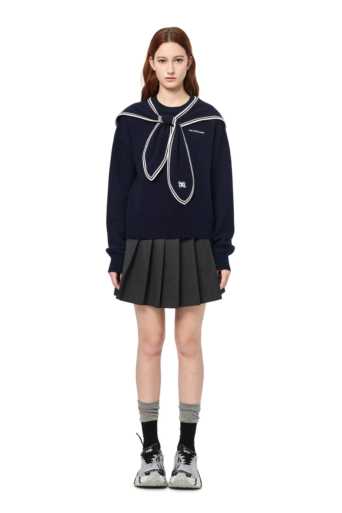 Ann Andelman Navy Blue Sailor Collar Sweater