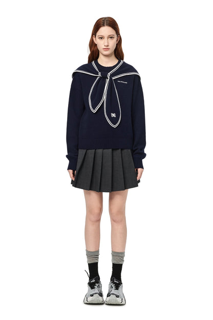 Ann Andelman Navy Blue Sailor Collar Sweater