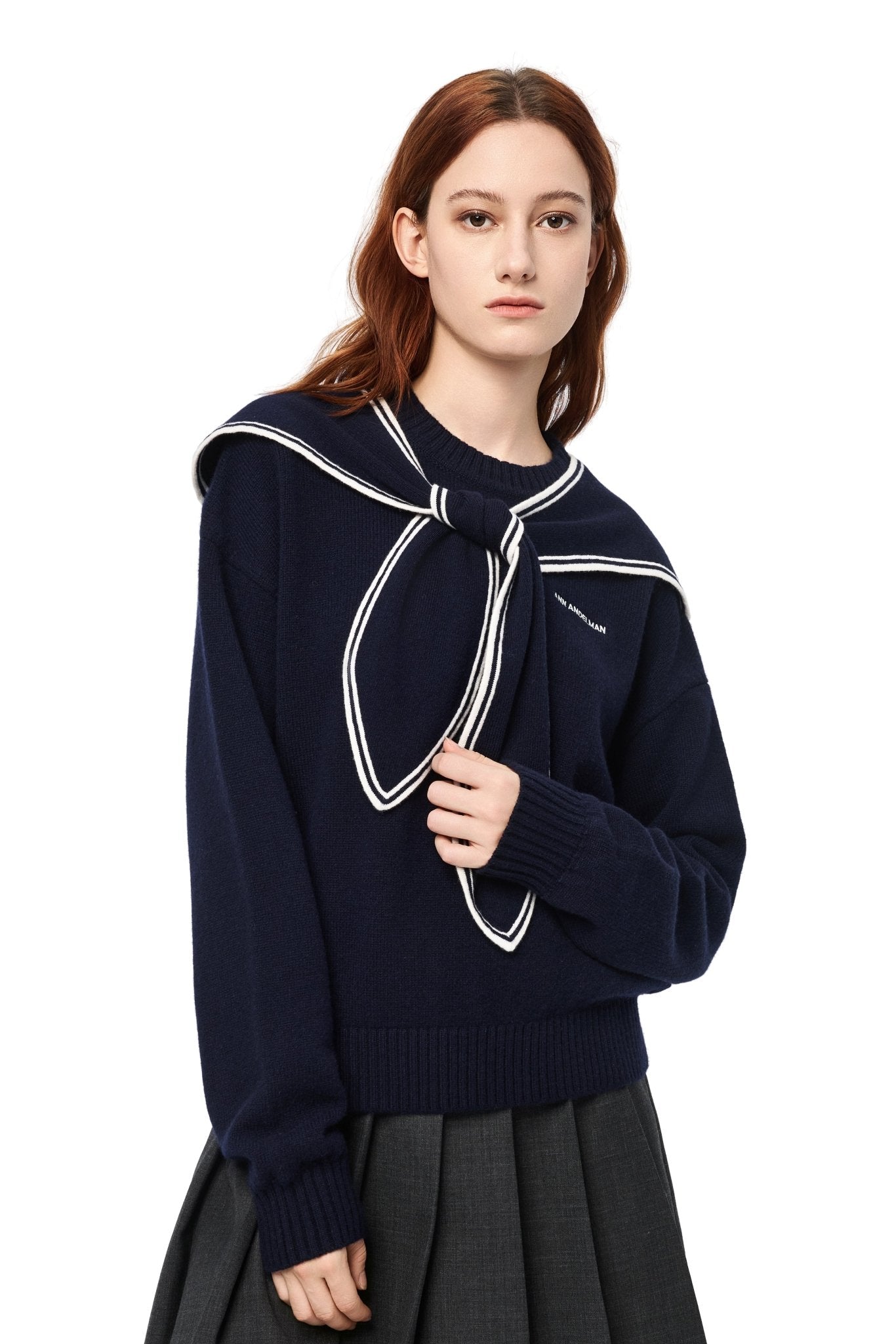 Ann Andelman Navy Blue Sailor Collar Sweater
