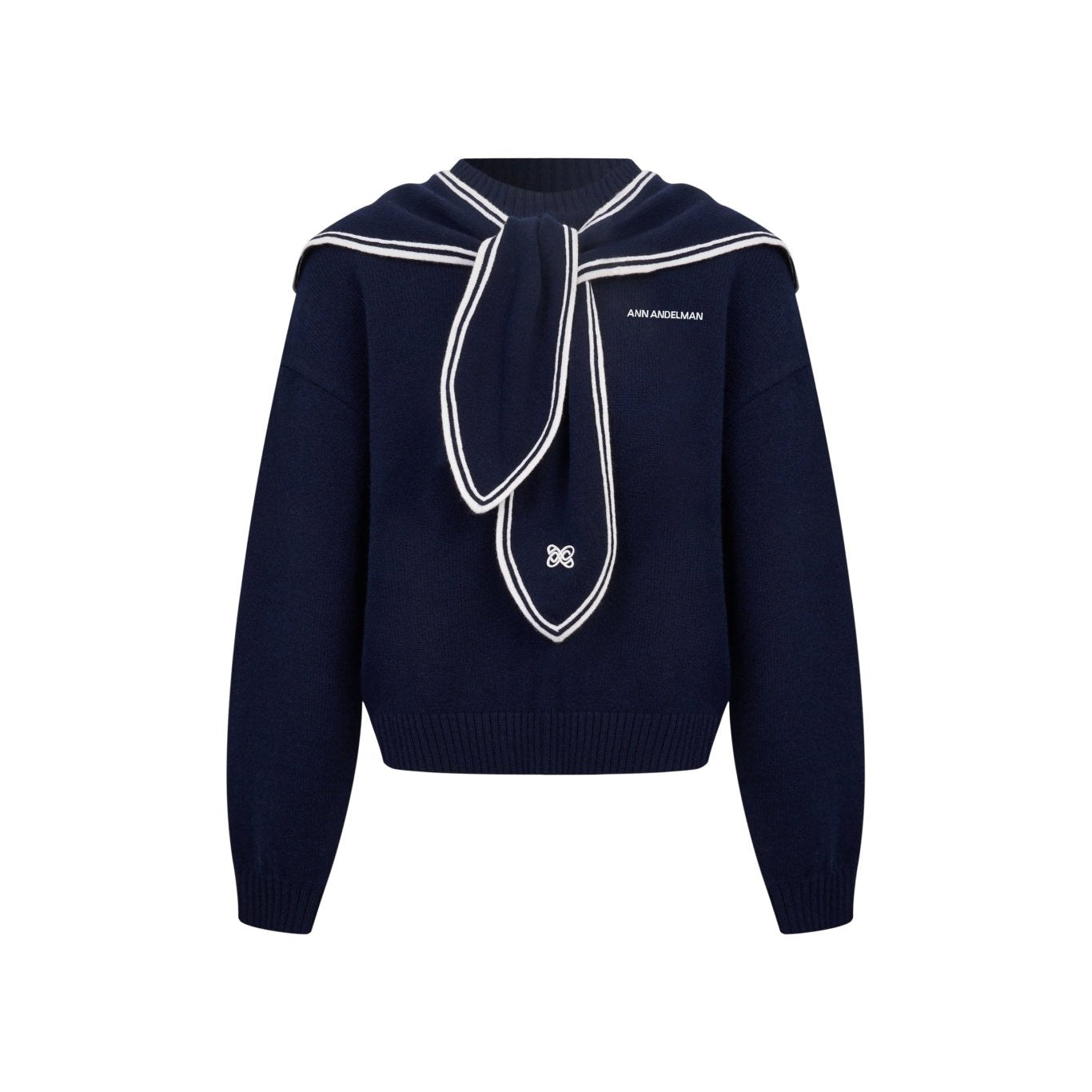 Ann Andelman Navy Blue Sailor Collar Sweater