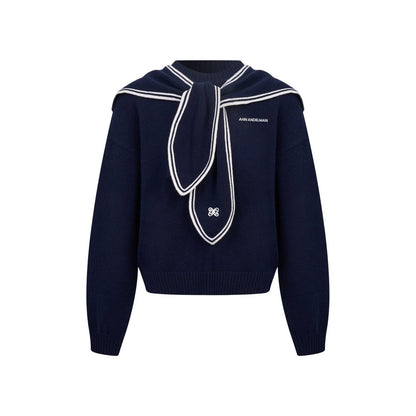 Ann Andelman Navy Blue Sailor Collar Sweater