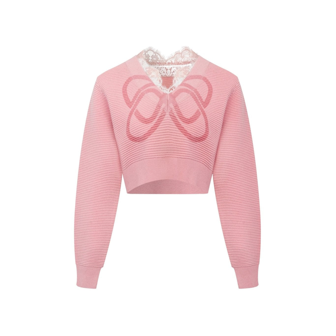 Ann Andelman Pink Printed Lace Short Sweater