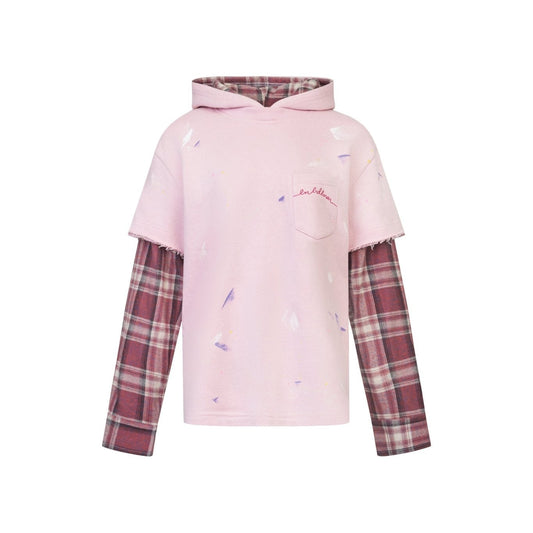 Ann Andelman Pink Splatter-paint Faux Two-piece Hoodie