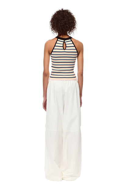 Ann Andelman Pink Striped Holiday Halter Tank Tops