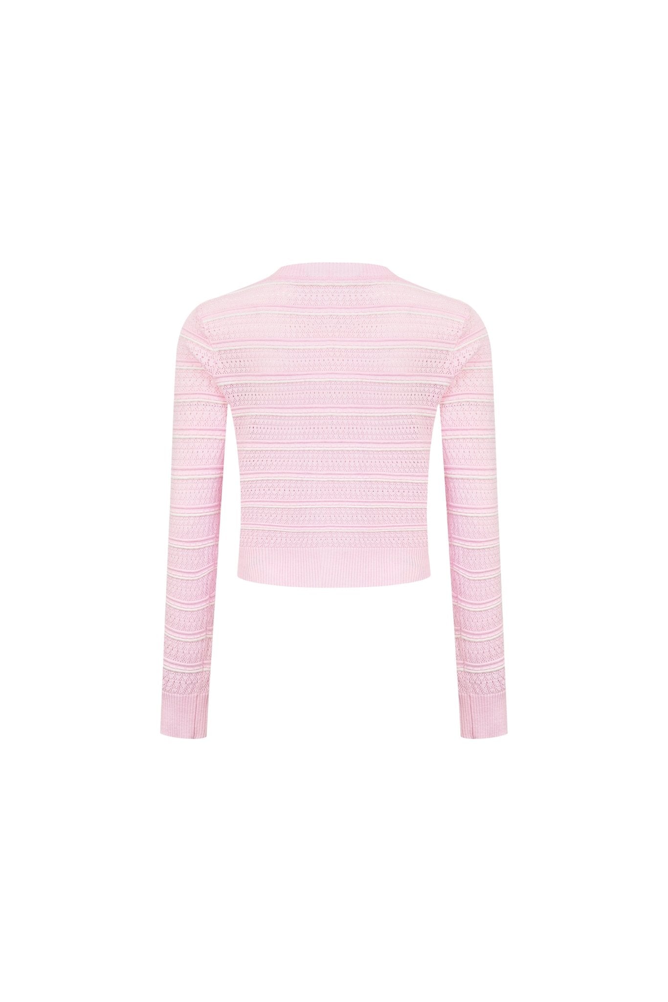 Ann Andelman Pink Striped Openwork Knit Top