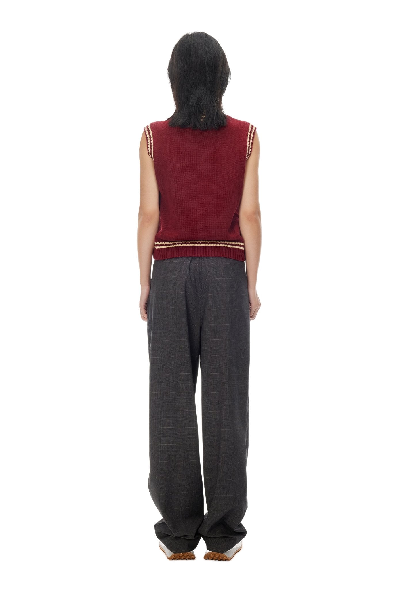 Ann Andelman Red Crew Neck Logo Knit Vest