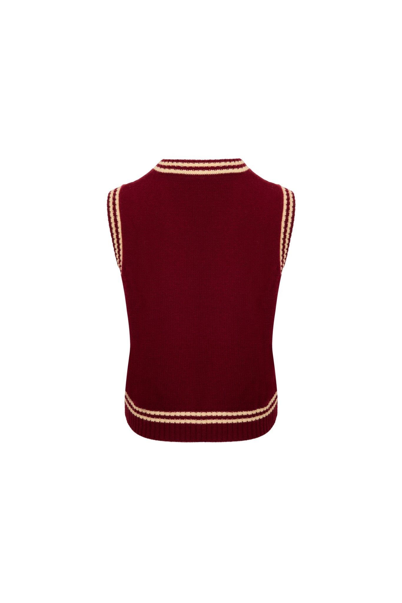 Ann Andelman Red Crew Neck Logo Knit Vest
