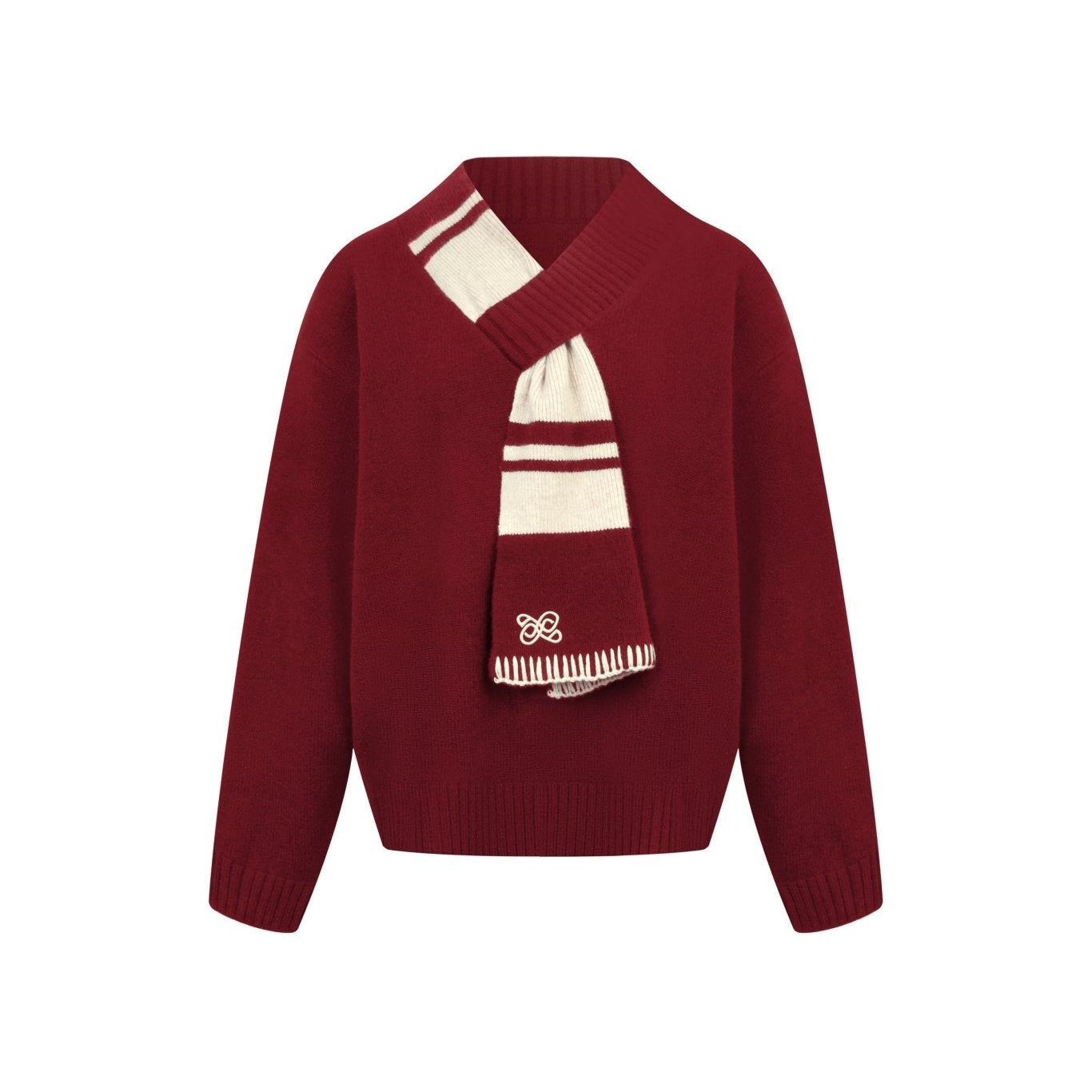 Ann Andelman Red Scarf-style V-neck Knitwear