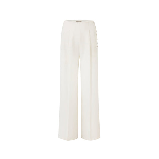 DIANA VEVINA Straight Leg Suit Pants with Metallic Hand-Sewn Buttons