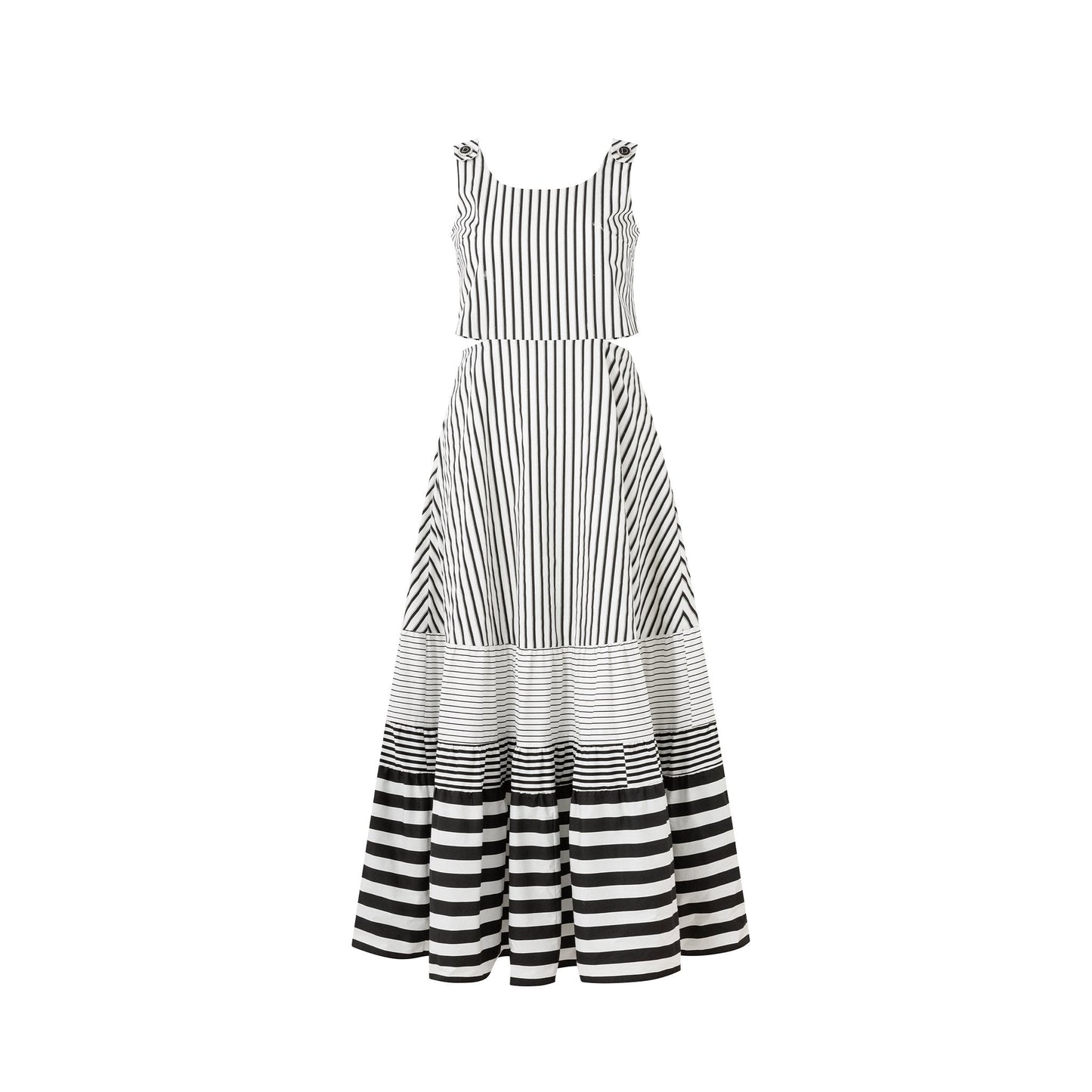 DIANA VEVINA Striped Patchwork Sleeveless Dress