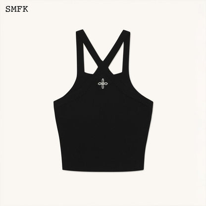 SMFK Temple Chinese Bandeau Sporty Top Black