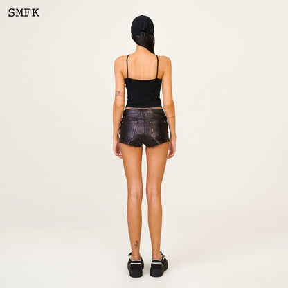 SMFK Temple Traditional Black Knitted Cross Sling Top