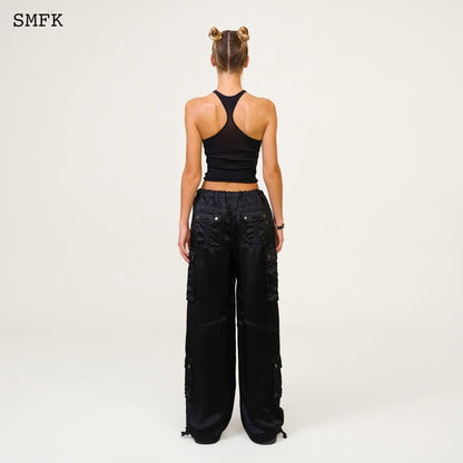 SMFK Temple Traditional Halter-Neck Knitted Vest Top Black