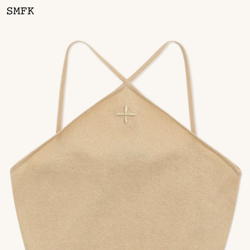 SMFK Temple Traditional Knitted Cross Sling Top Sand