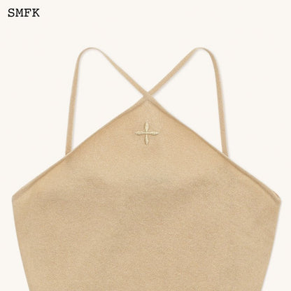 SMFK Temple Traditional Knitted Cross Sling Top Sand