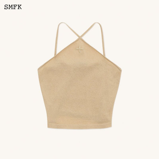 SMFK Temple Traditional Knitted Cross Sling Top Sand