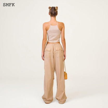 SMFK Temple Traditional Plain Knitted Sling Vest Top Linen