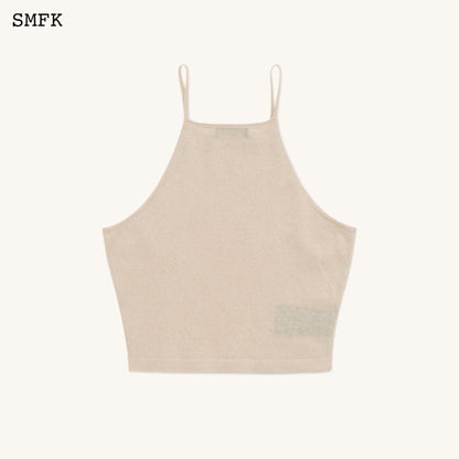 SMFK Temple Traditional Plain Knitted Sling Vest Top Linen