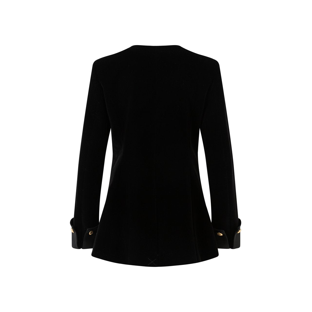 DIANA VEVINA Velvet Slant Button Patchwork Blazer