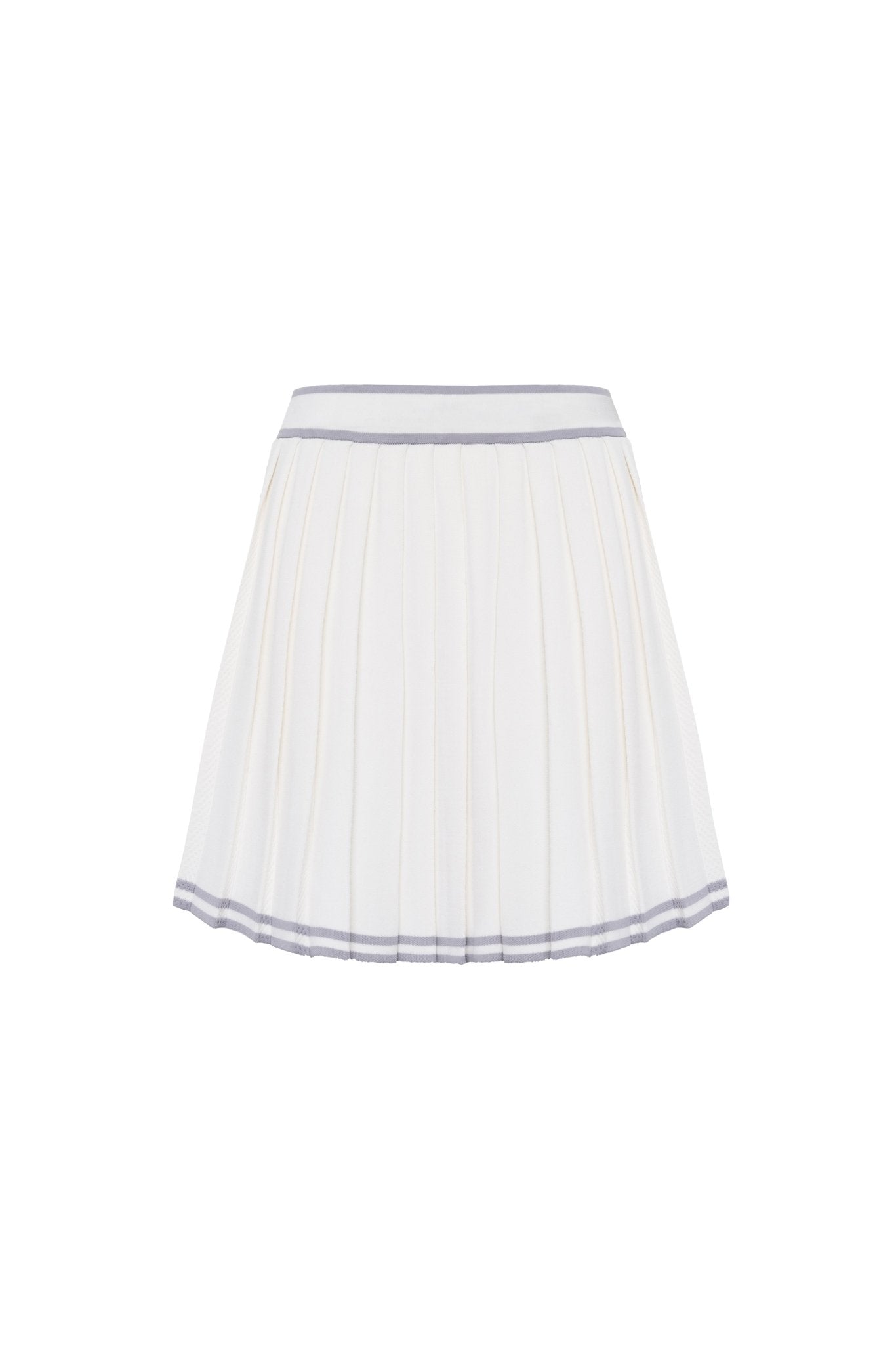 Ann Andelman White and Purple Woolen Logo Pleated Skirt