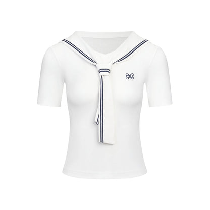 Ann Andelman White Contrast Slim Fit T-shirt