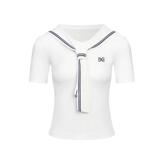 Ann Andelman White Contrast Slim Fit T-shirt