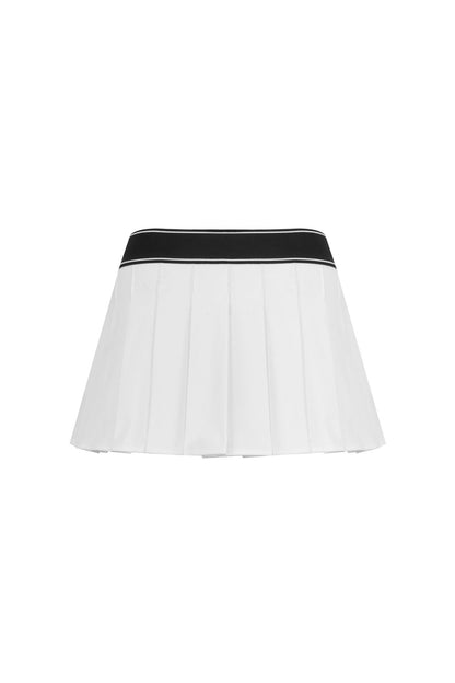 Ann Andelman White Elastic Waist Pleated Skirt