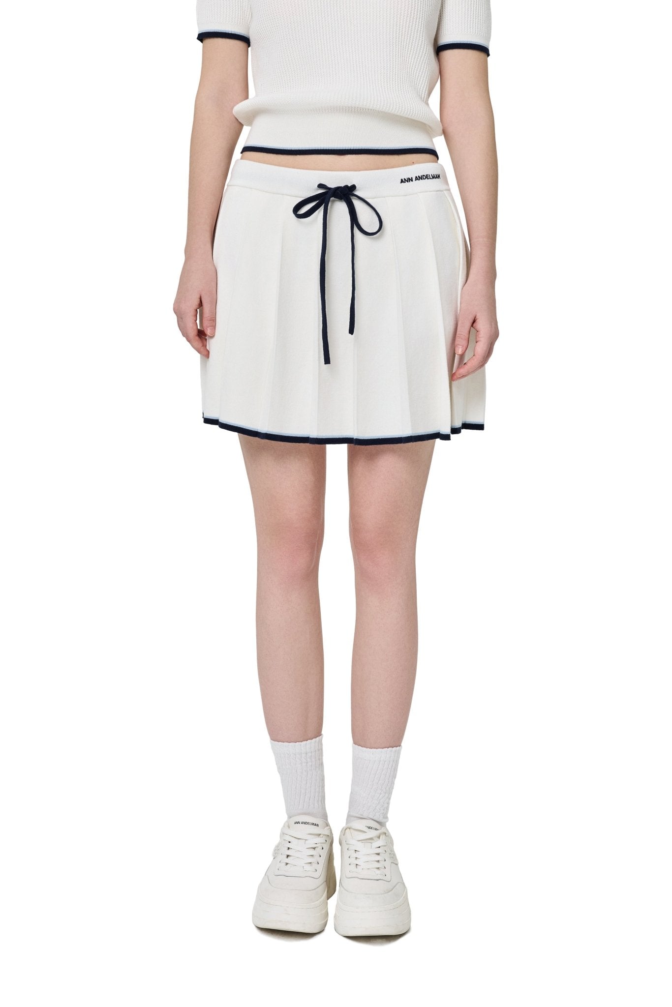 Ann Andelman White Patchwork Knit Midi Skirt