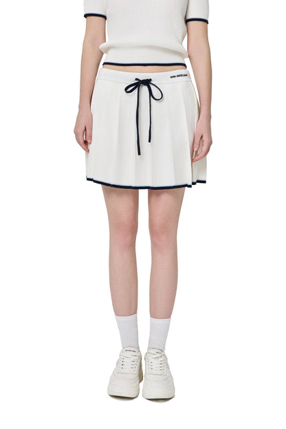 Ann Andelman White Patchwork Knit Midi Skirt