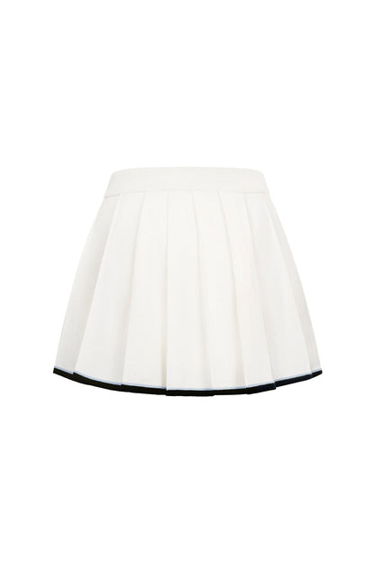 Ann Andelman White Patchwork Knit Midi Skirt