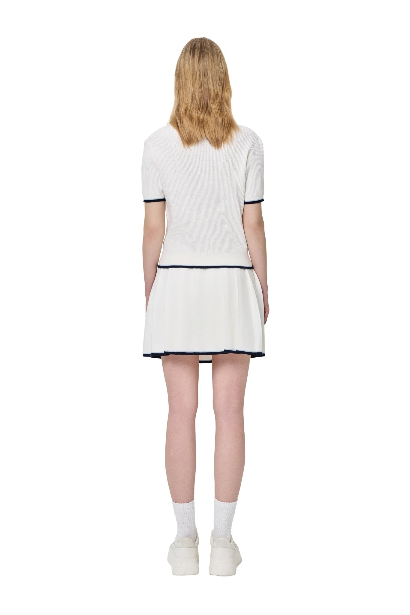 Ann Andelman White Patchwork Knit Midi Skirt