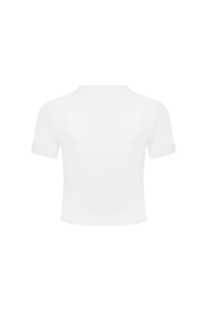 Ann Andelman White Puppy Embroidered Cropped T-Shirt