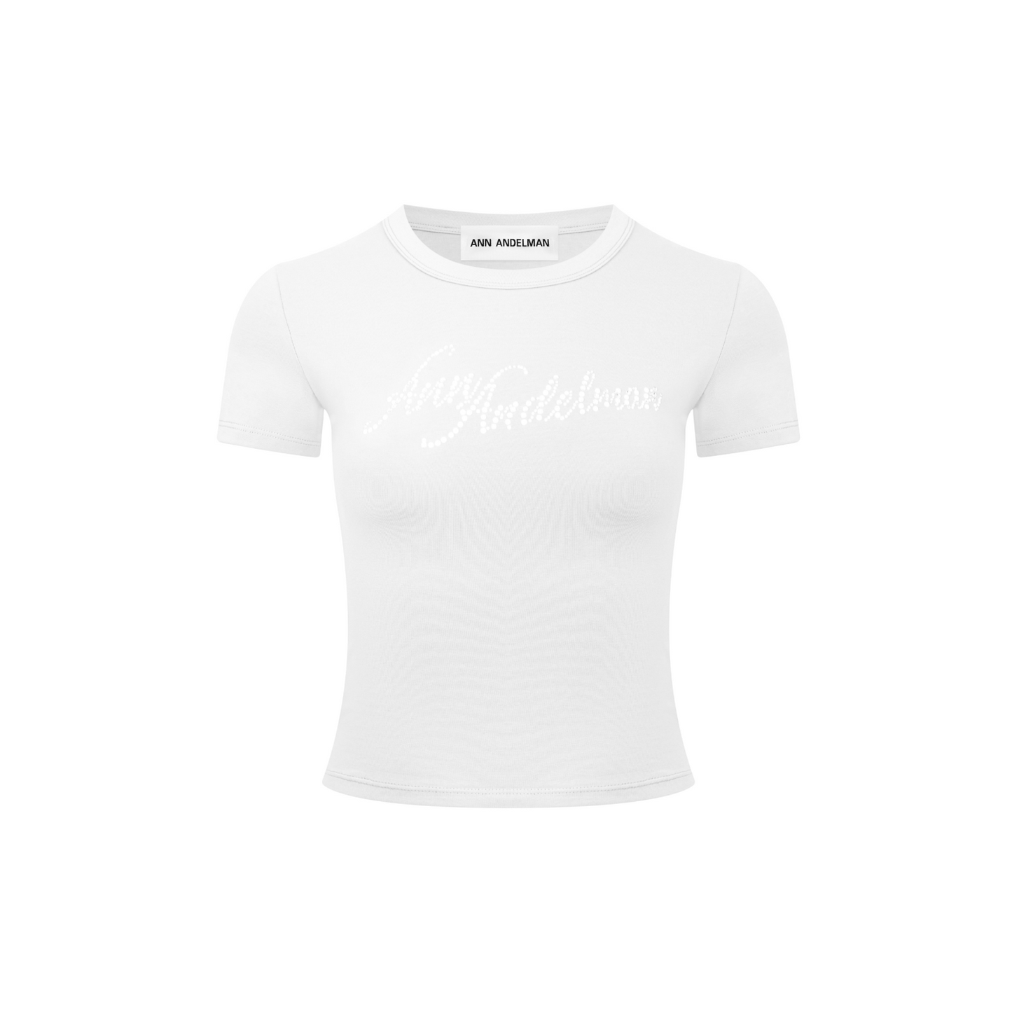 Ann Andelman White Rhinestone Short Sleeves